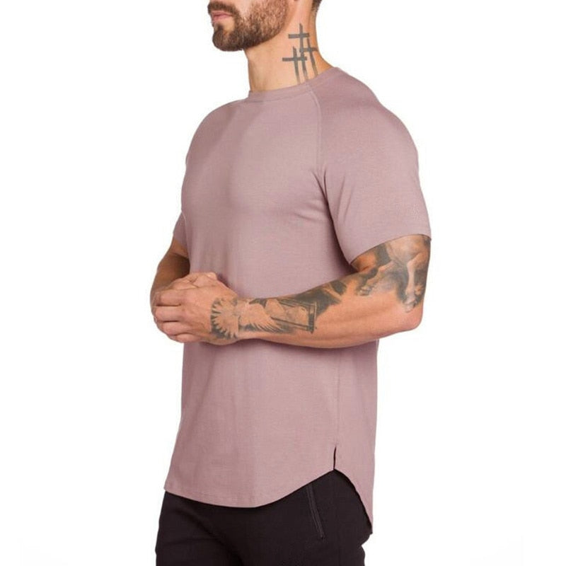Brand gym fashion extend hip hop clothing fitness t shirt men