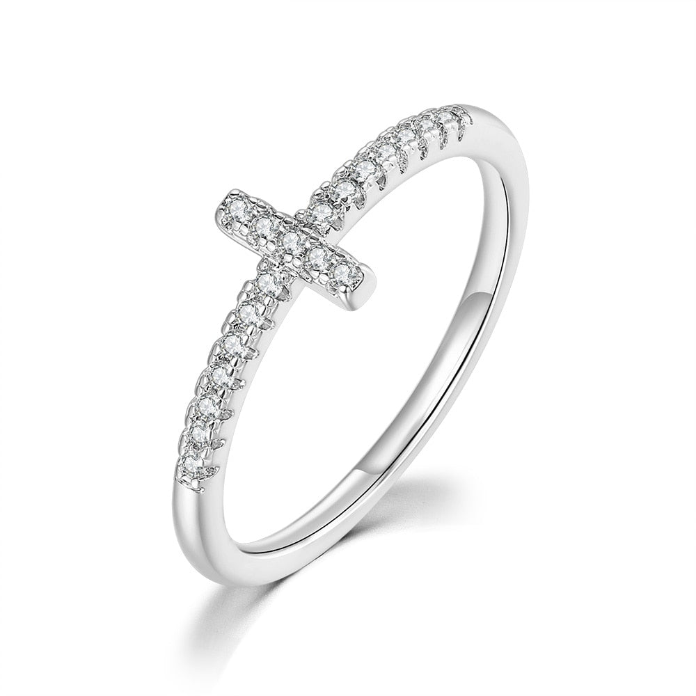 Micro-inlaid Zircon Dainty Ring