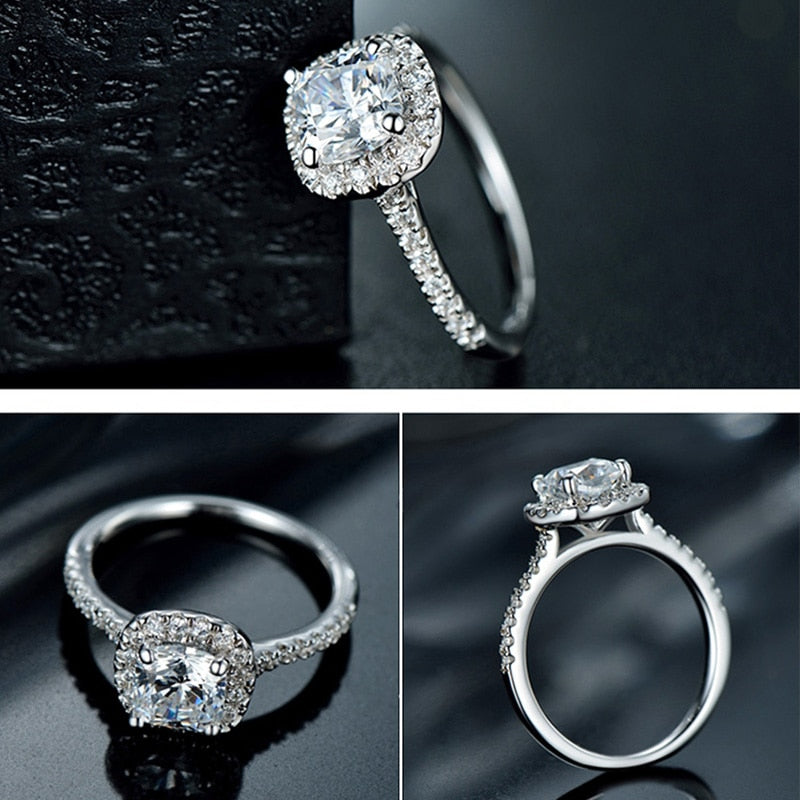 Trendy Crystal Engagement Claws White Zircon Cubic elegant Ring