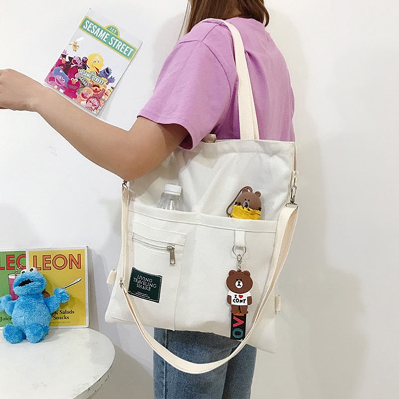 Simple Quality Bolsas Korean Designer Shoulder Canvas Bag