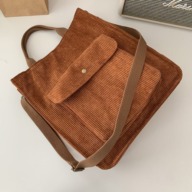 Corduroy Foldable Washable Canvas Crossbody Bag