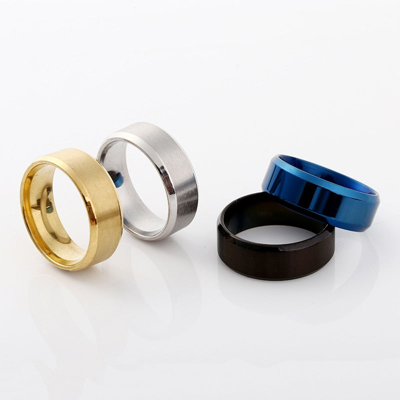 8mm Matt Stainless Steel Simple Design Plain Titanium Ring