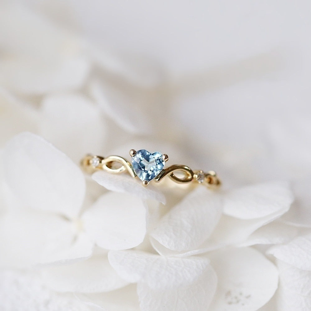 Huitan Simple Heart Ring For Women Female Cute Finger Ring