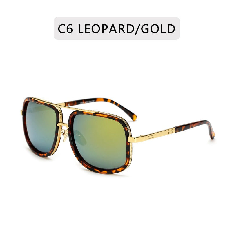 Big Frame Square Metal Sun Glasses