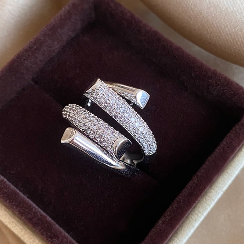 Micro Setting Zircon Metal Cross Opening Rings