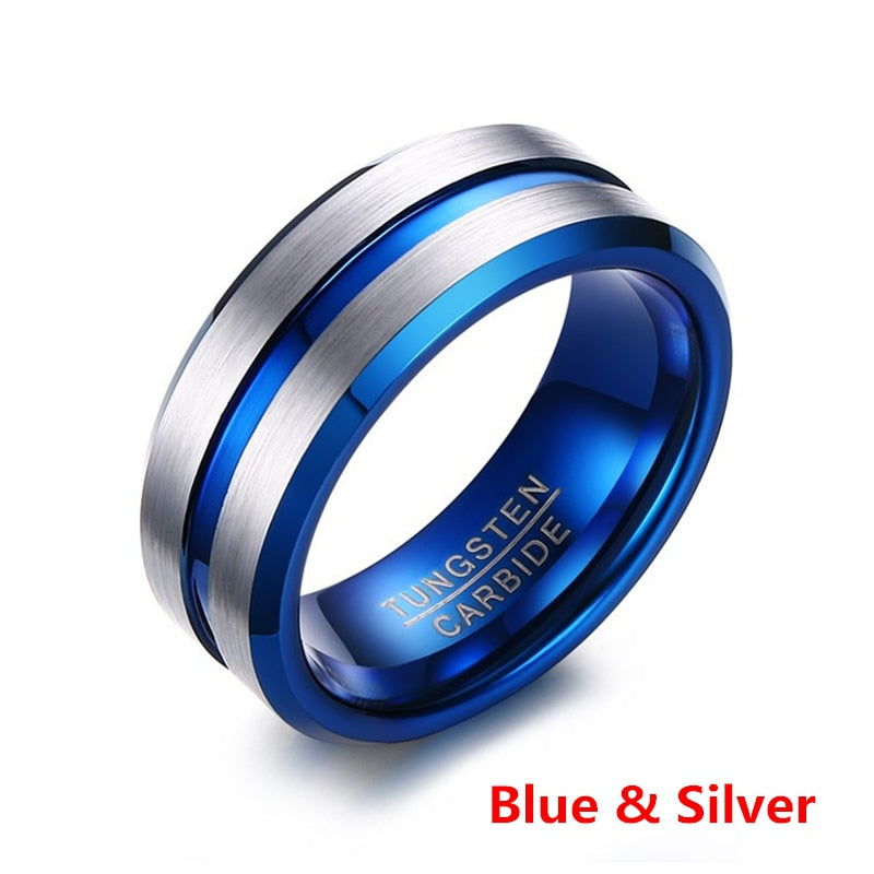FDLK Fashion 8MM Men's Stainless Steel Beveled Edge Ring