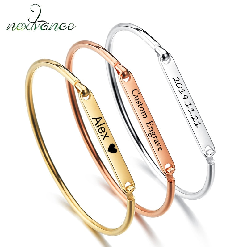 Hand-decorated Customized Engrave Name Bracelets