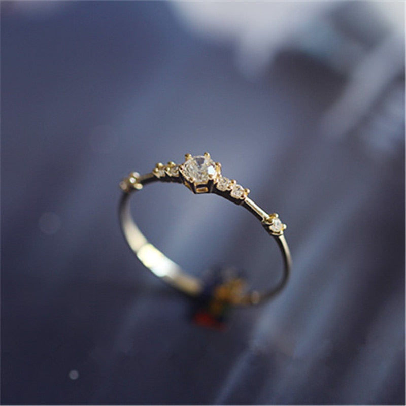 925 Sterling Silver 14K Gold Plating Pavé Crystal Exquisite Ring