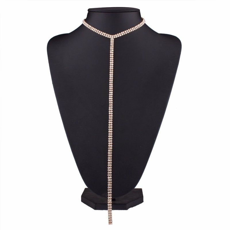 Stonefans Full Rhinestone Chain Double Layer Necklace