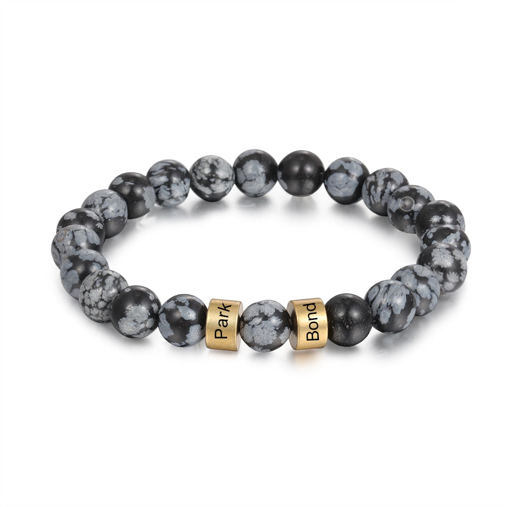 Personalized Name Stone Bead Engraving Bracelet