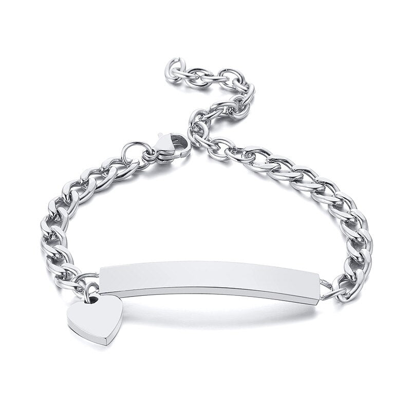 Personalize Baby Name Chain Smooth Bangle Link Gold Tone Bracelet