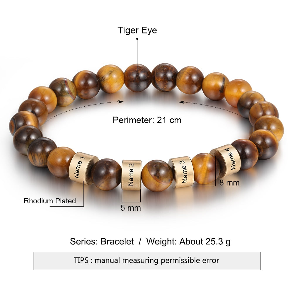 Personalized Name Stone Bead Engraving Bracelet