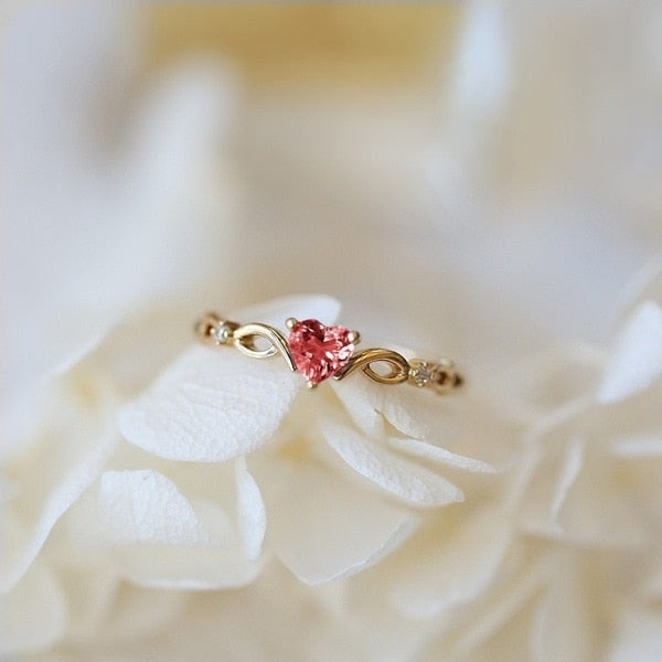 Huitan Simple Heart Ring For Women Female Cute Finger Ring