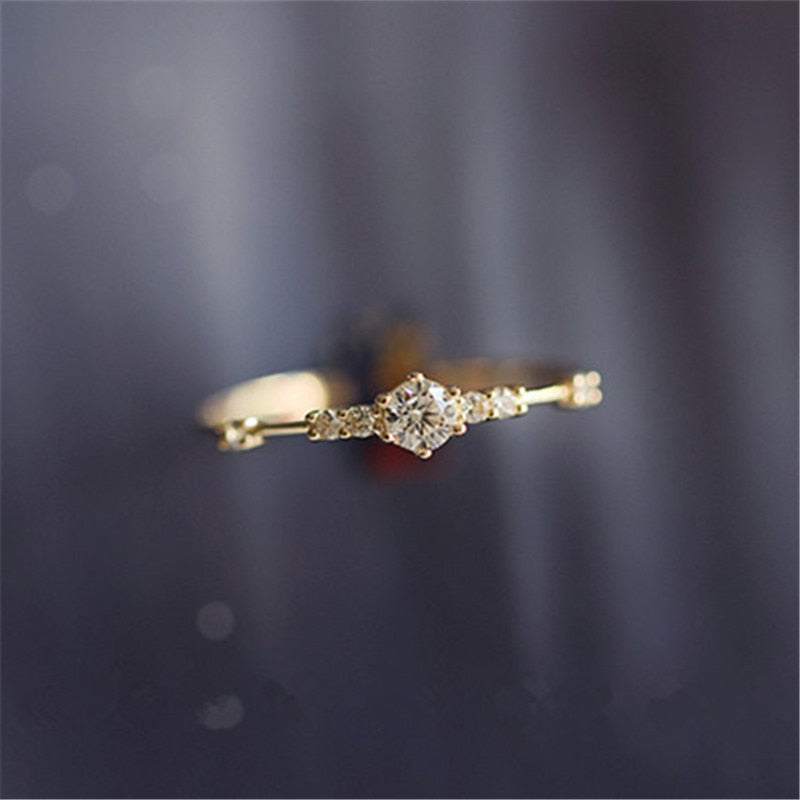 925 Sterling Silver 14K Gold Plating Pavé Crystal Exquisite Ring