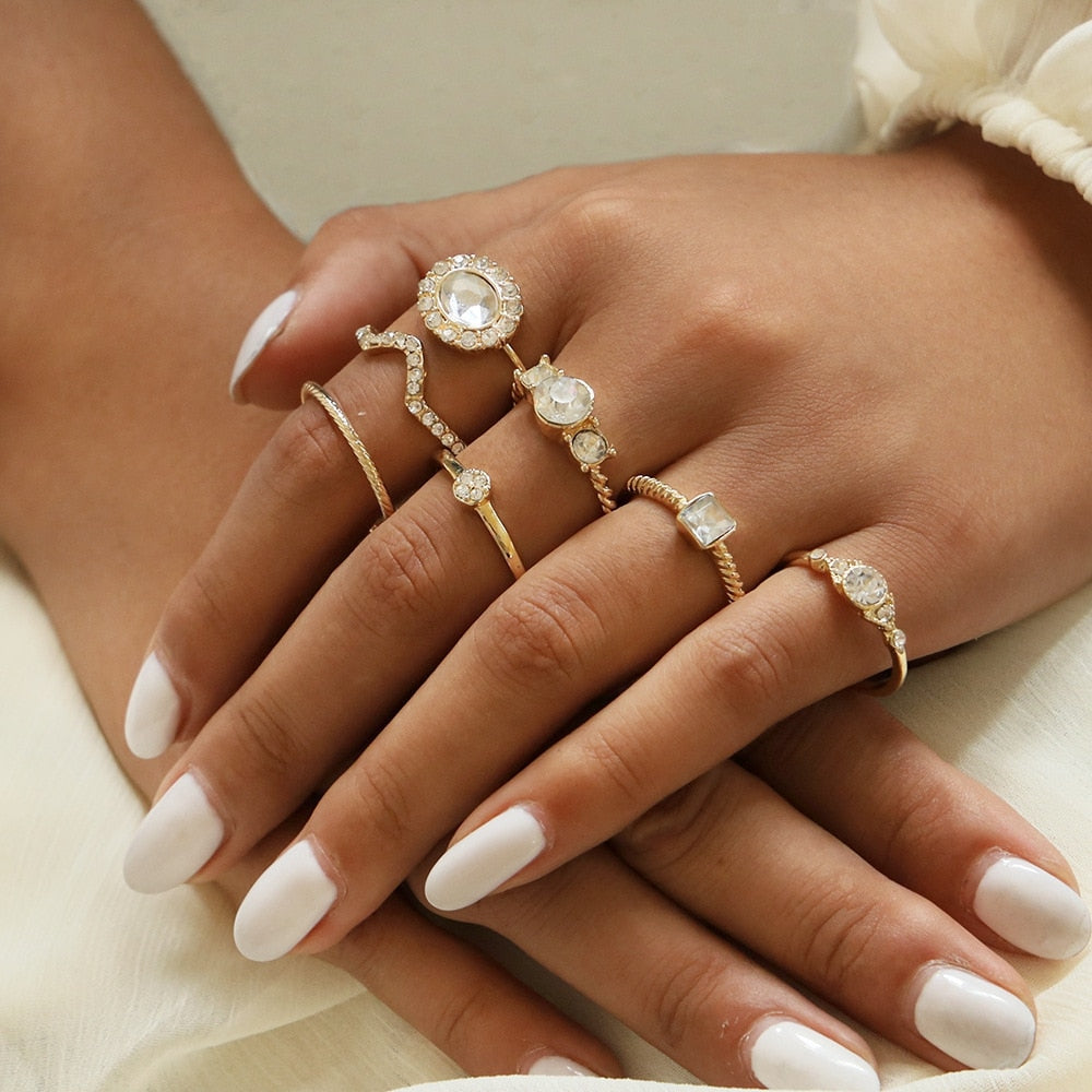 14 Pcs/Set Neo-Gothic Mixed Feather Elephant Star Moon Sun Ring