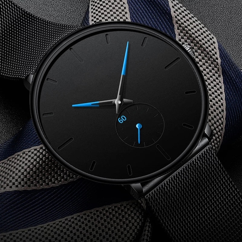 Ultra Thin Minimalist Quartz Stainless Stee Casual Leather Watch