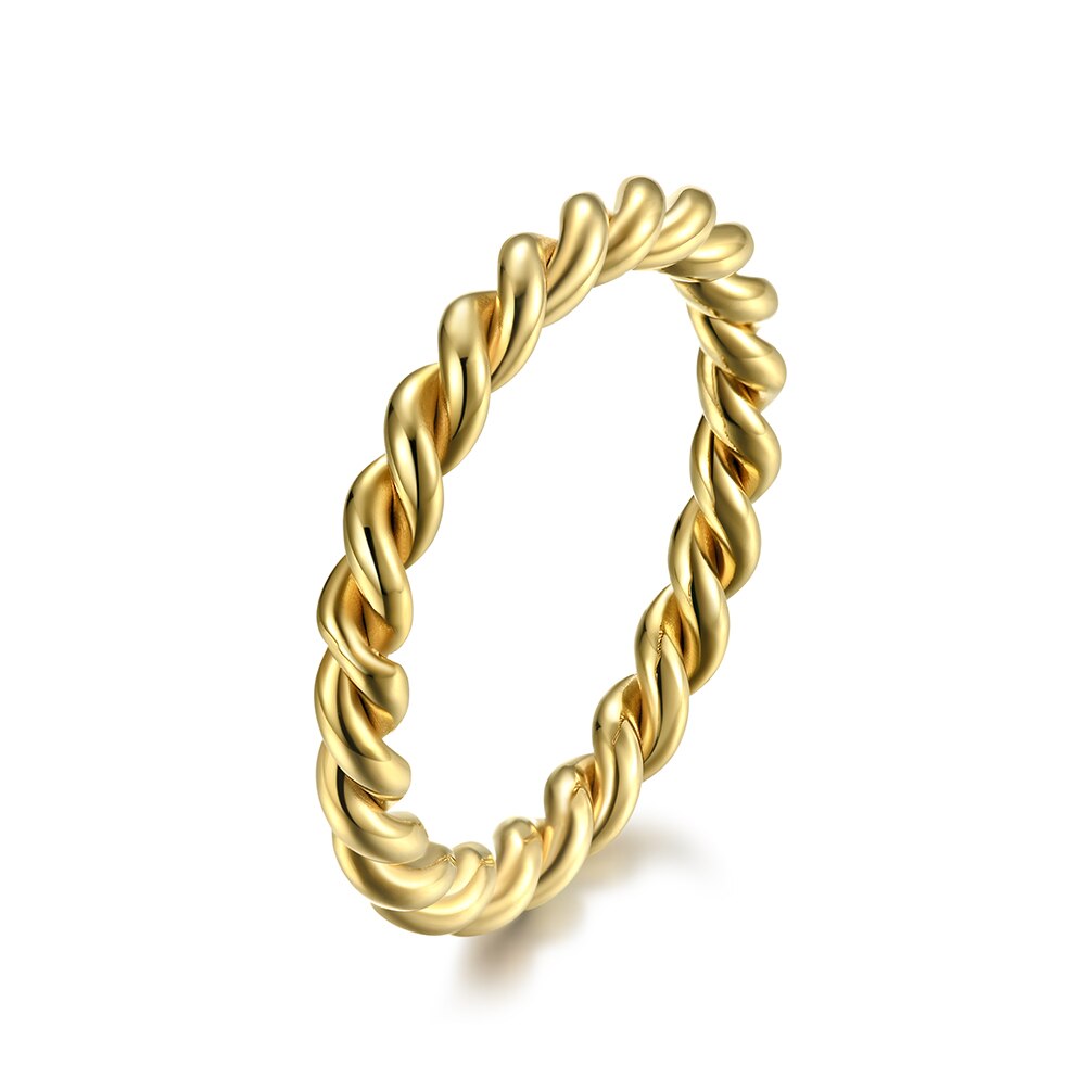 3mm thick Black Small Rose Gold Color Stainless Steel Twisted Ring