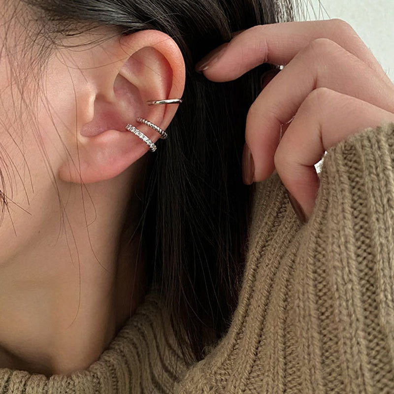 Minimalist Fashion Cartilage Hoop Earrings fake piercing Clip Unisex