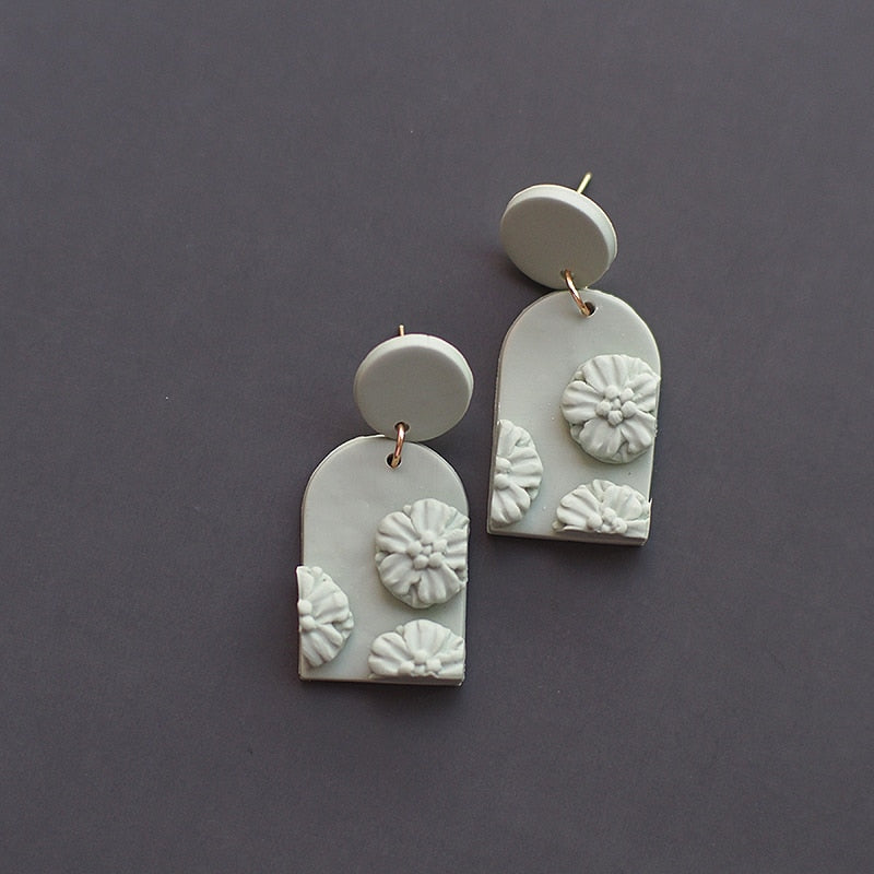 Handmade Molded Irregular Floral Multi Colors Earring