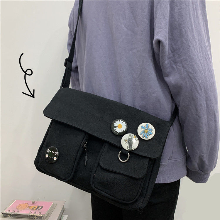 Solid Color Canvas Diagonal Cross Bag