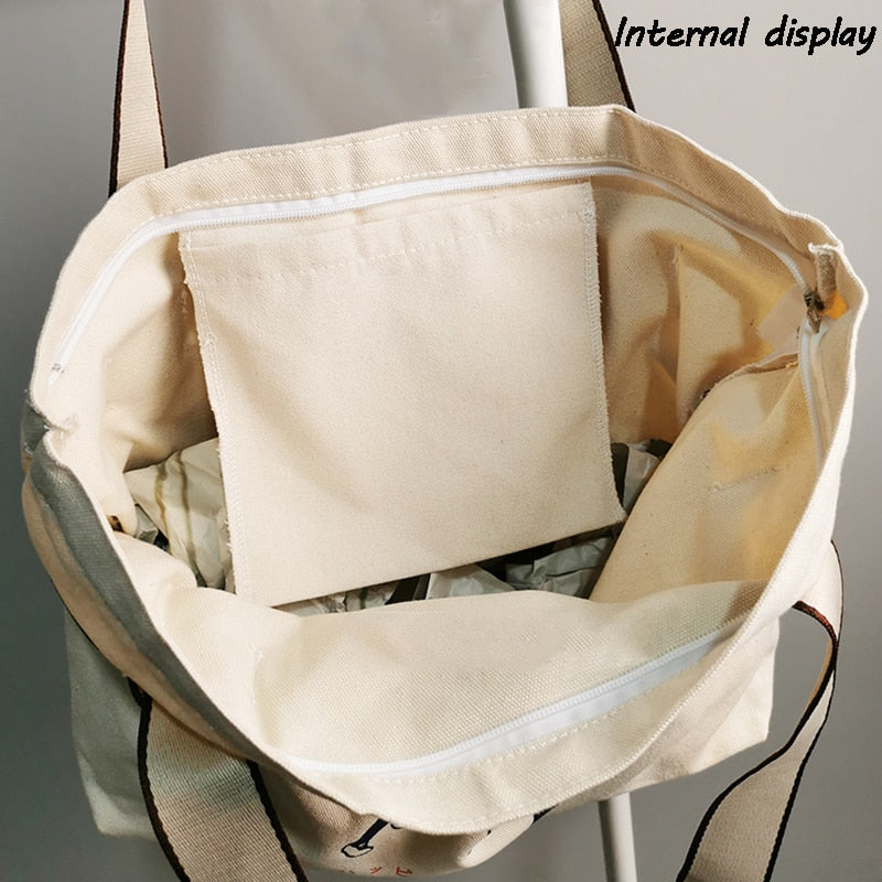 Canvas Japanese Style Retro Cartoon Anime Print Girls Shoulder Bag