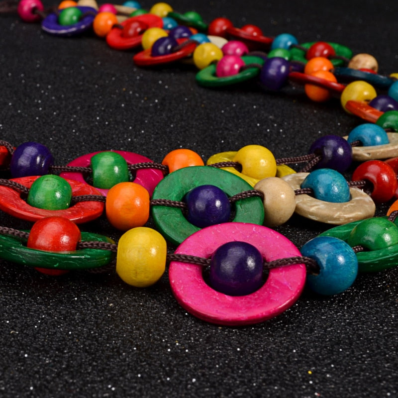 UDDEIN Bohemia Ethnic Multi Layer Beads Necklace