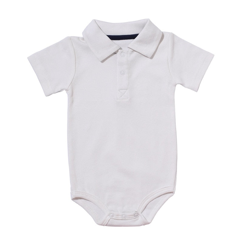 Summer Baby Boy Girl Rompers Turn-down Collar Infant Cotton Clothes