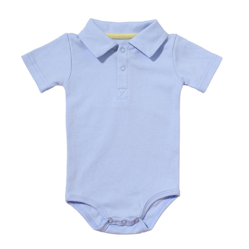 Summer Baby Boy Girl Rompers Turn-down Collar Infant Cotton Clothes
