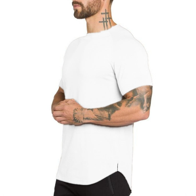 Brand gym fashion extend hip hop clothing fitness t shirt men