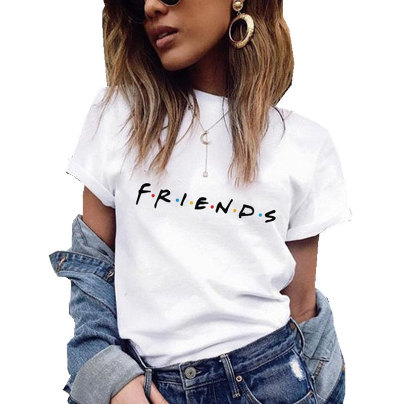 Vriende Druk T-hemp Somer Vroue Kortmou Leisure Top