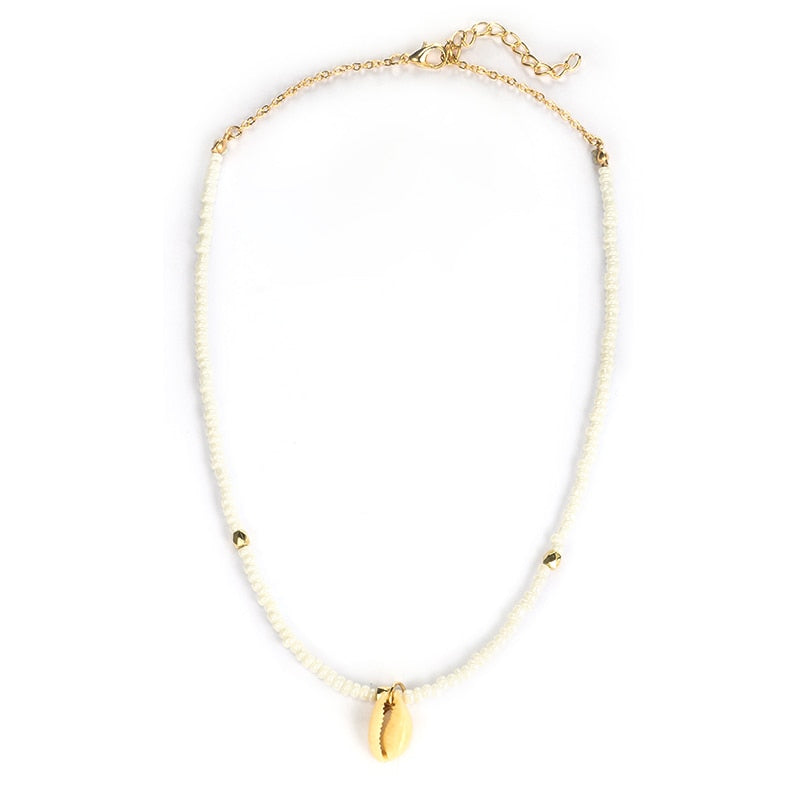 HuaTang Bohemian Green Rhinestone Shell Choker Pendant Necklace
