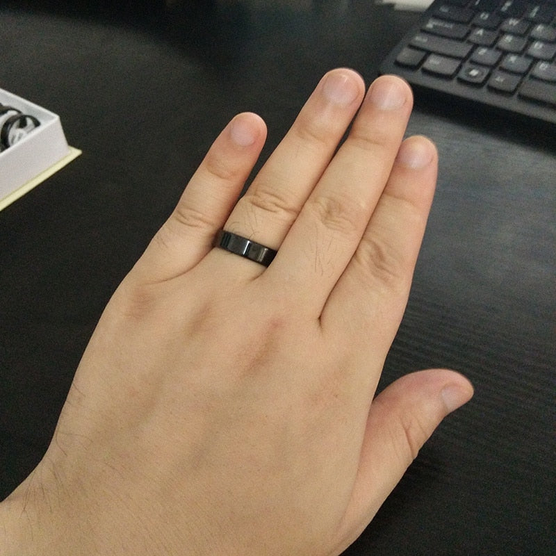 Trendy Stainless Steel Black Ring