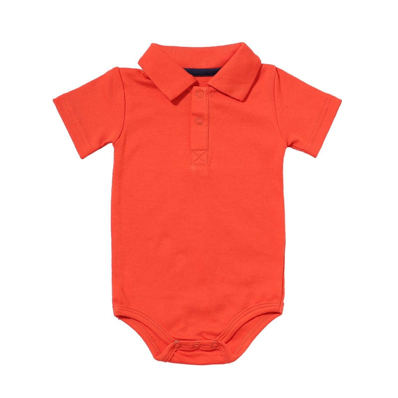 Summer Baby Boy Girl Rompers Turn-down Collar Infant Cotton Clothes