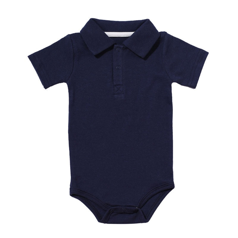 Summer Baby Boy Girl Rompers Turn-down Collar Infant Cotton Clothes