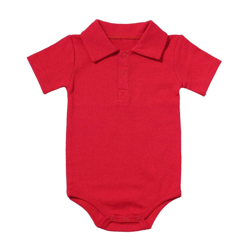 Summer Baby Boy Girl Rompers Turn-down Collar Infant Cotton Clothes
