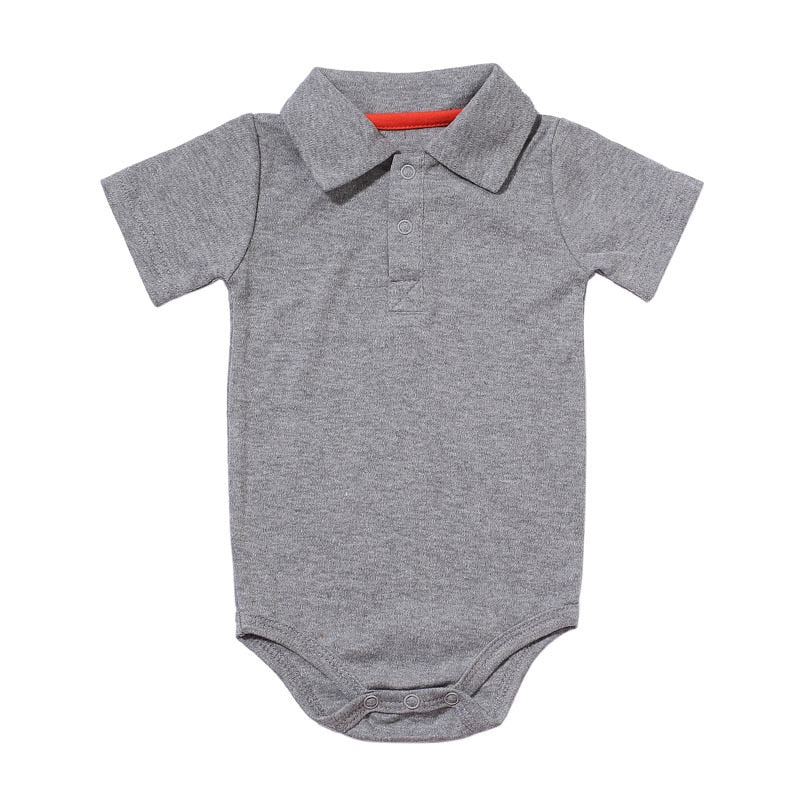 Summer Baby Boy Girl Rompers Turn-down Collar Infant Cotton Clothes