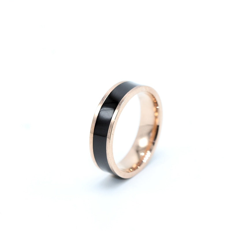 Classic Black White Ceramic Titanium Steel Lovers Simple Finger Ring