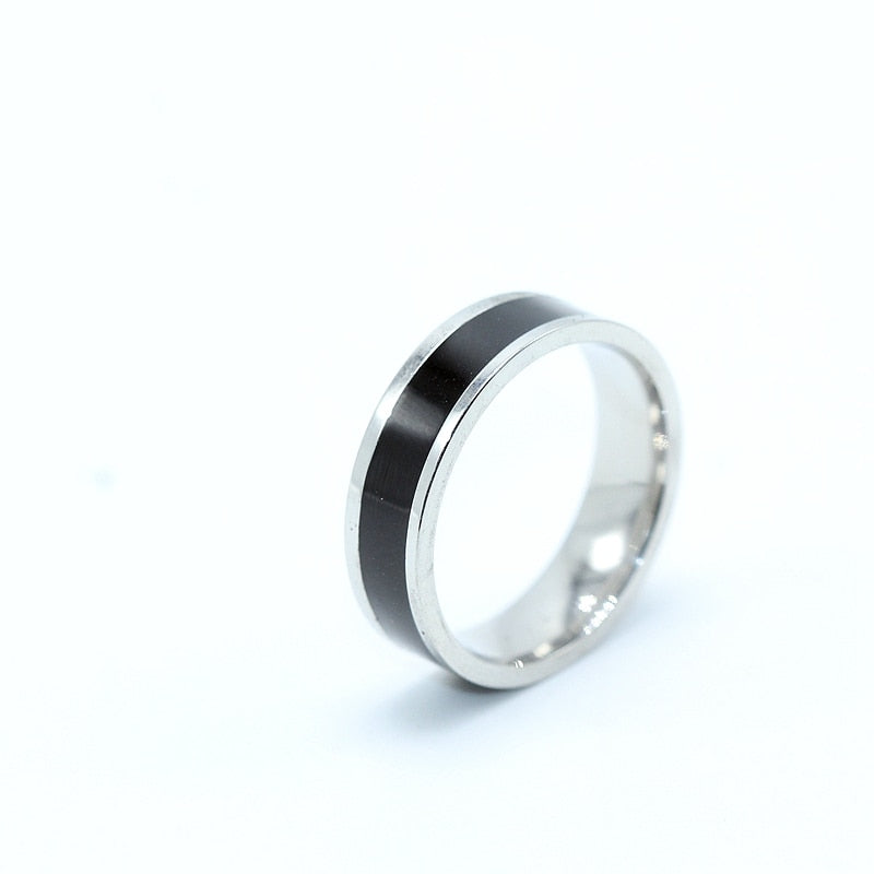 Classic Black White Ceramic Titanium Steel Lovers Simple Finger Ring