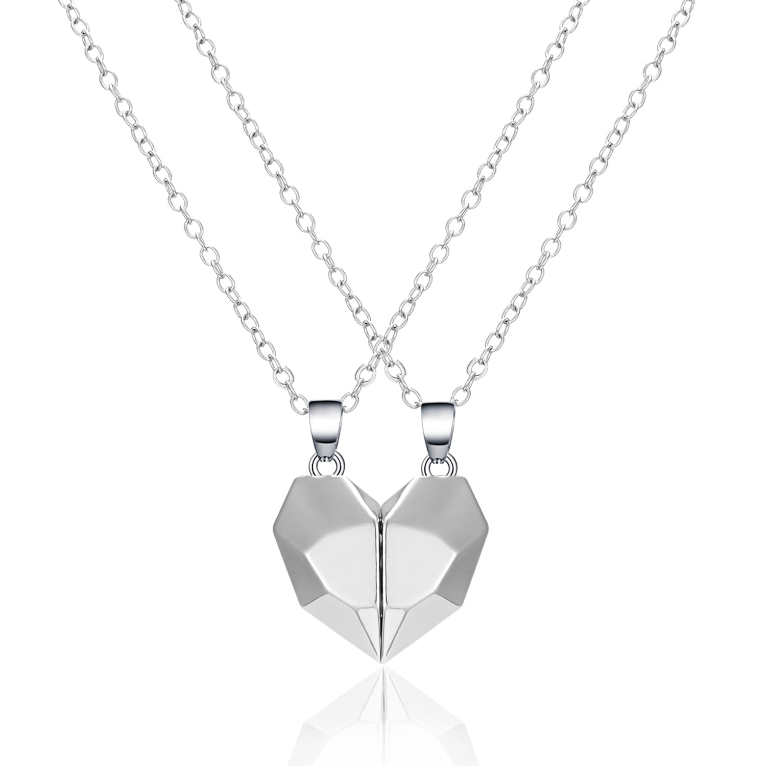 2Pcs Magnetic Heart Couple Necklace