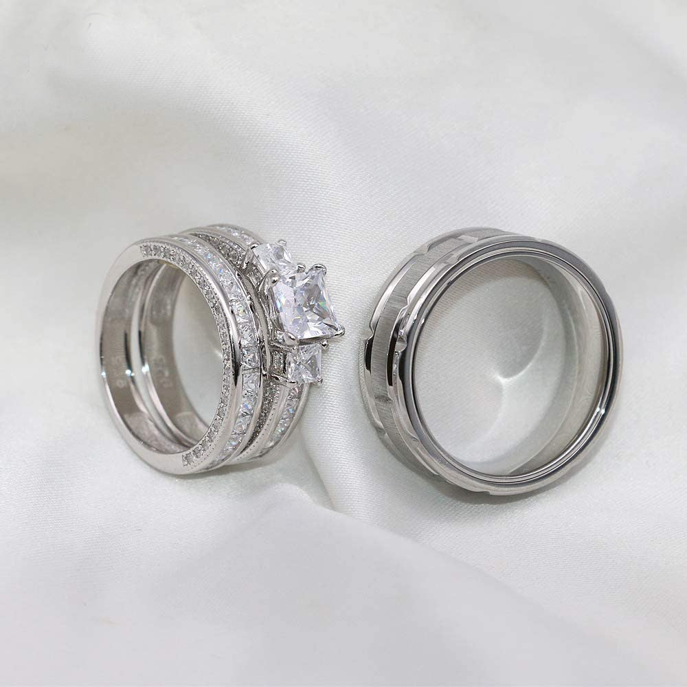 Exquisite Rhinestones Zirconia Rings Set