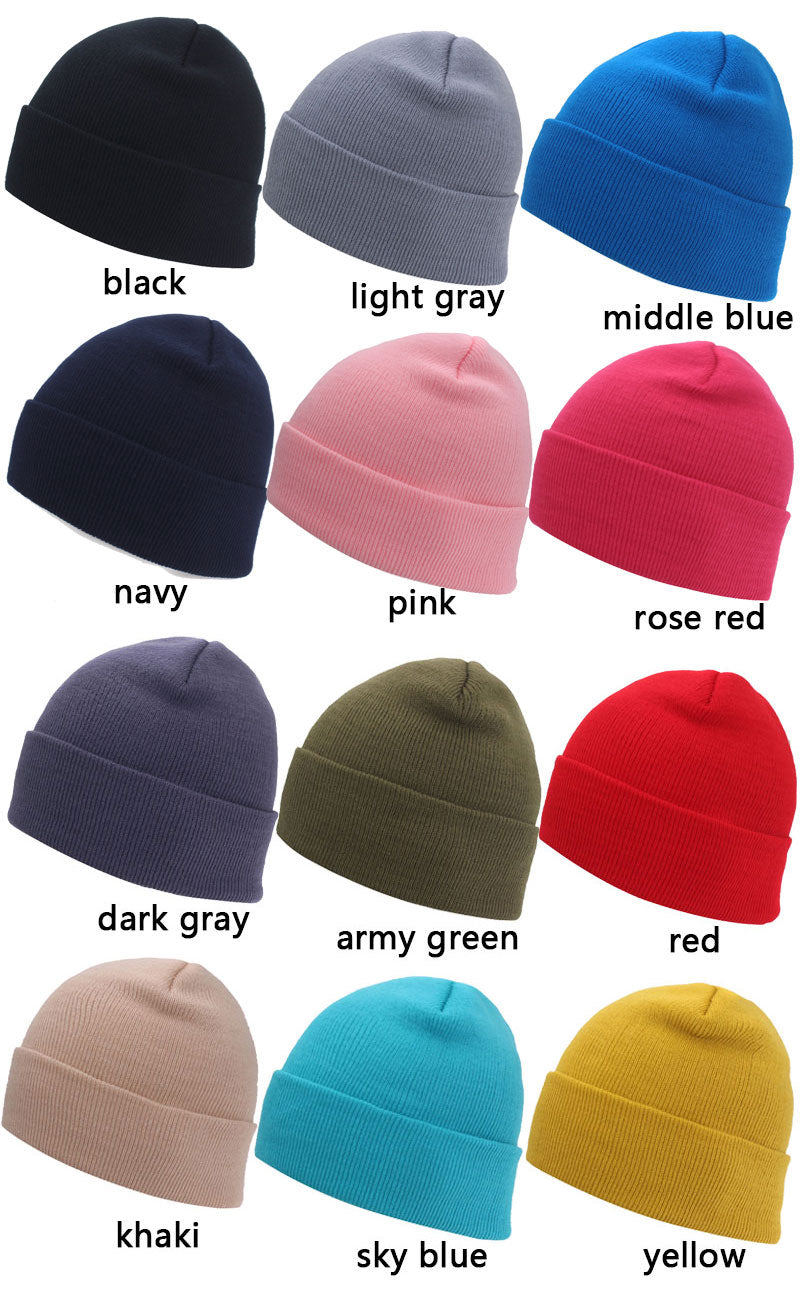 Solid Knitted Hat Winter Hats For Men Women