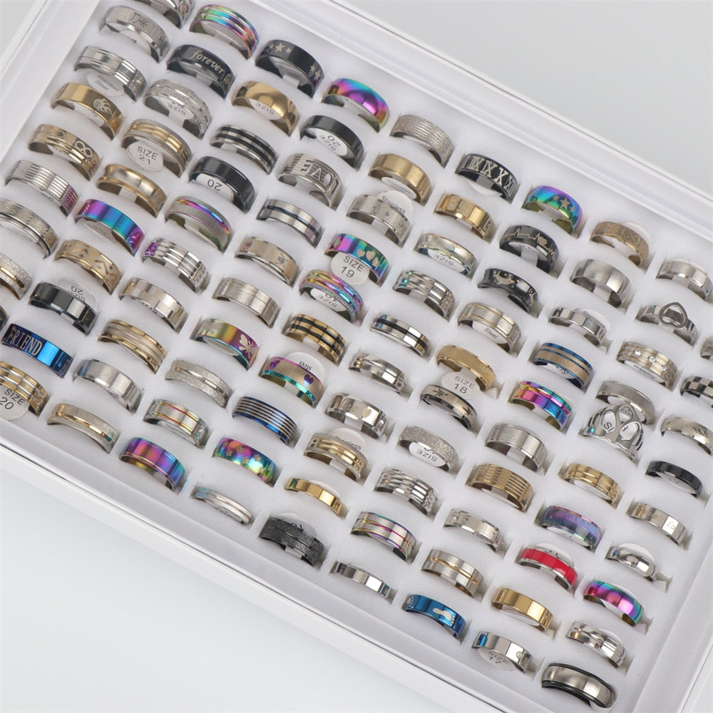 Wholesale Bulk 50pcs/Lot Mens Stainless Steel Rings - Jeglowstore