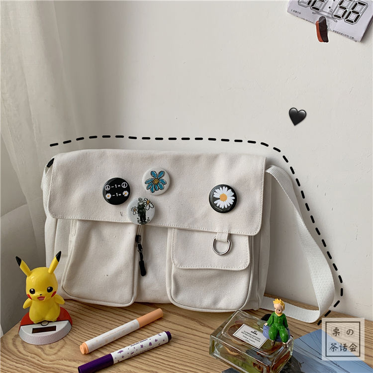 Solid Color Canvas Diagonal Cross Bag