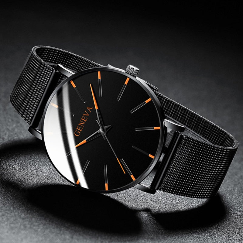 reloj hombre 2022 Watch Men Minimalist Ultra Thin Watches Men's Fashion Stainless Steel Mesh Belt Quartz Watch relogio masculino