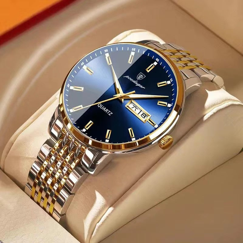 Luxury Push Button Hidden Clasp Waterproof Luminous Wrist Watches