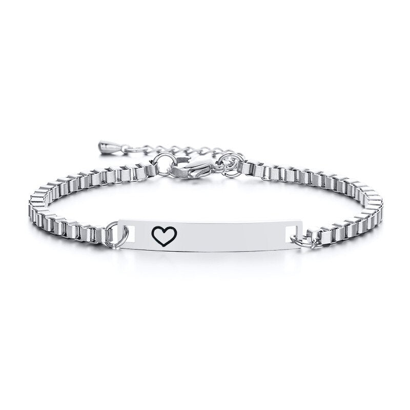 Personalize Baby Name Chain Smooth Bangle Link Gold Tone Bracelet