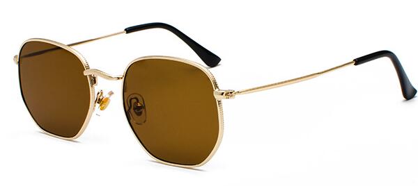 Metal Frame Hexagon Sun Glasses