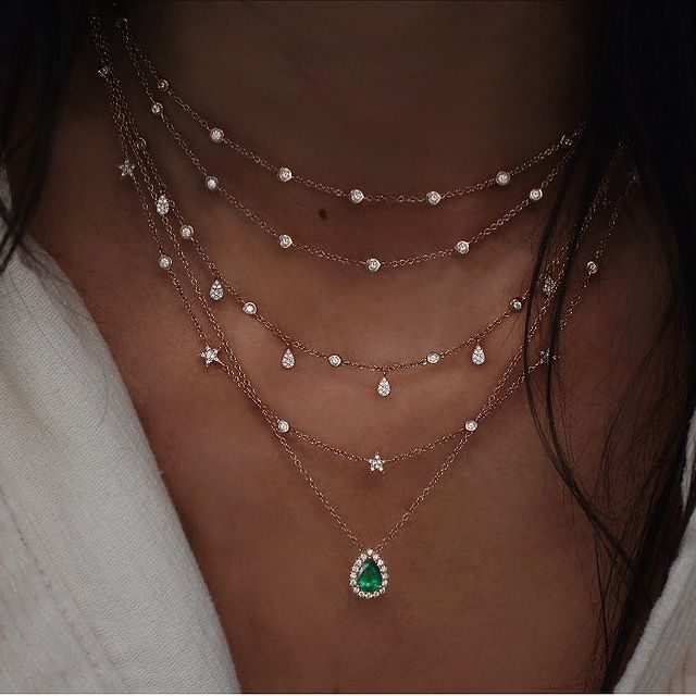 New Fashion Gold Crystal Stars Pendant Necklace