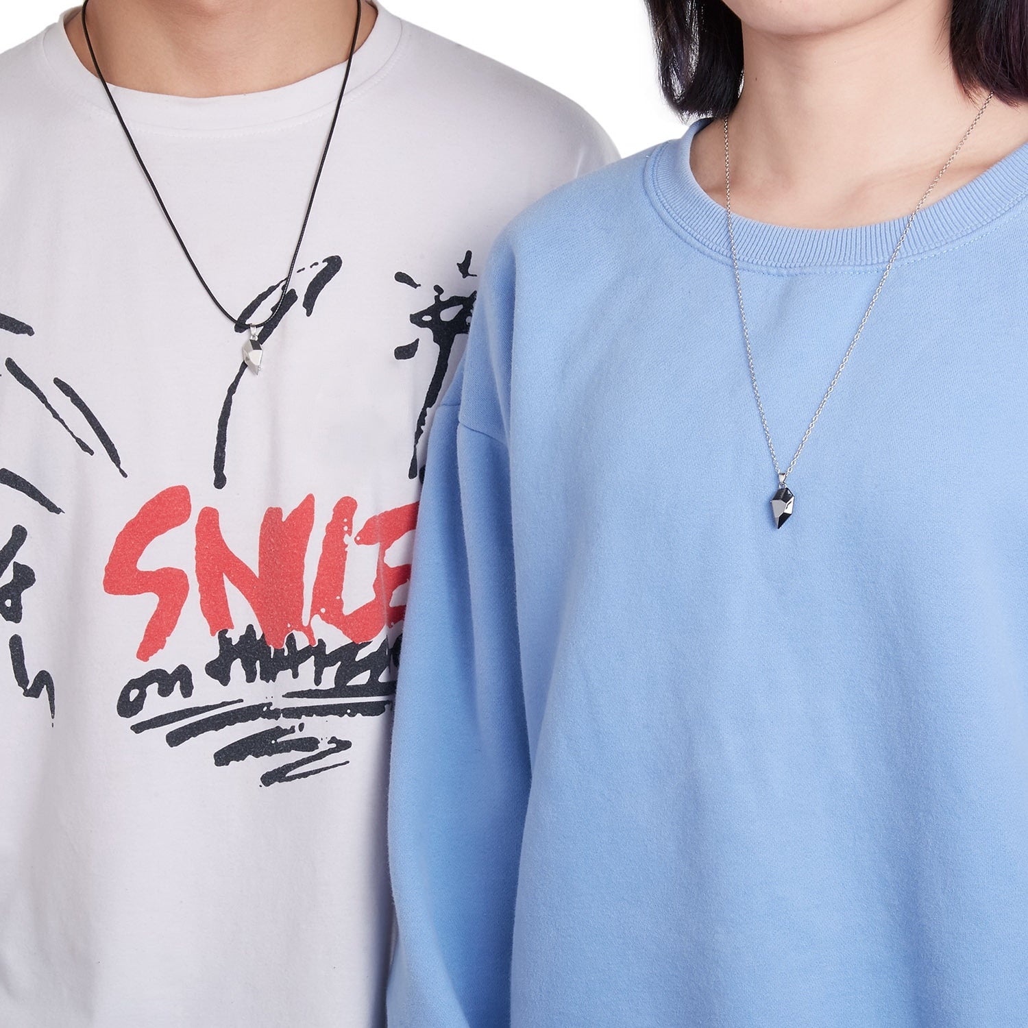 2Pcs Magnetic Heart Couple Necklace