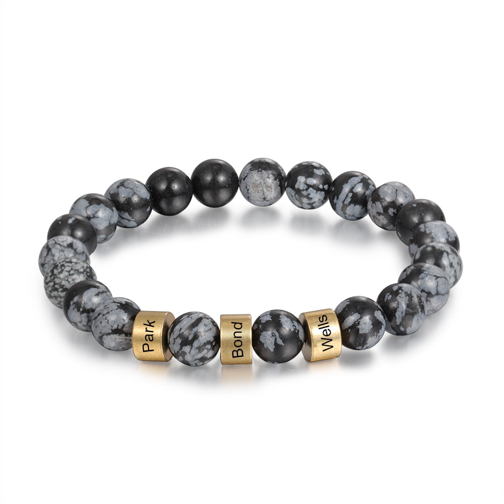 Personalized Name Stone Bead Engraving Bracelet